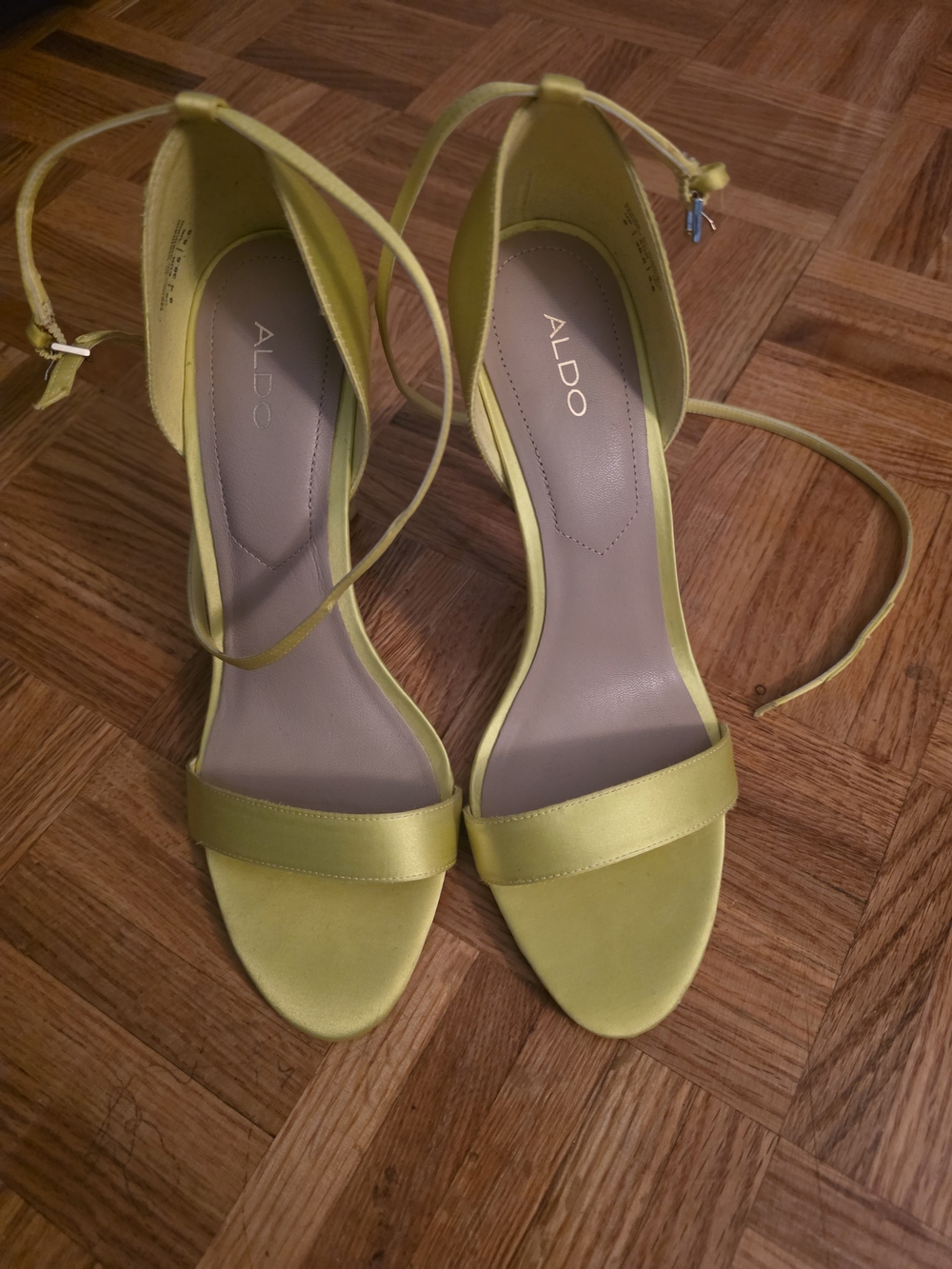 ALDO Yellow Open-Toe Ankle-Strap Heels